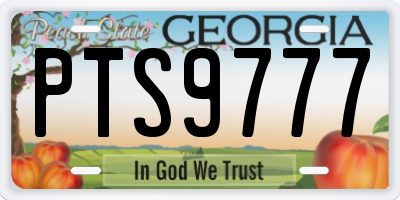 GA license plate PTS9777