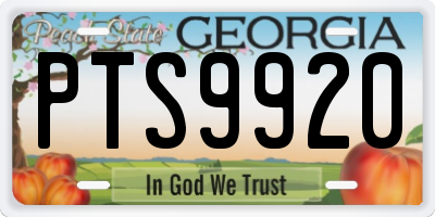 GA license plate PTS9920