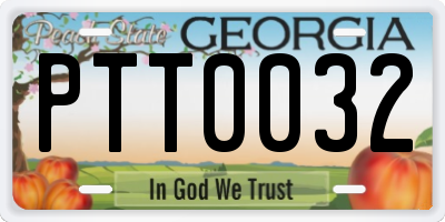 GA license plate PTT0032