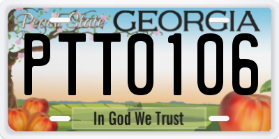 GA license plate PTT0106