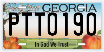 GA license plate PTT0190