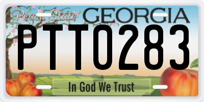 GA license plate PTT0283