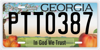 GA license plate PTT0387