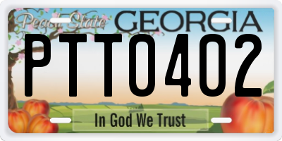 GA license plate PTT0402