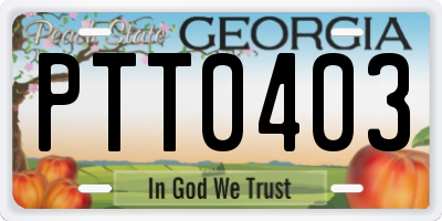 GA license plate PTT0403