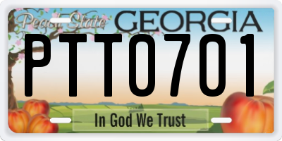 GA license plate PTT0701