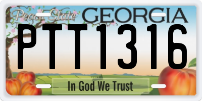 GA license plate PTT1316