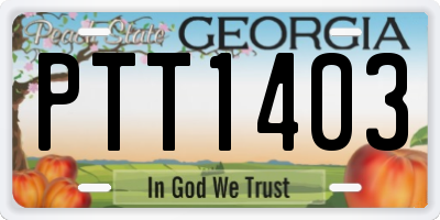 GA license plate PTT1403
