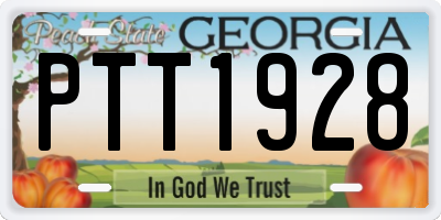 GA license plate PTT1928