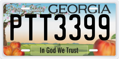 GA license plate PTT3399