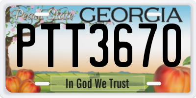 GA license plate PTT3670
