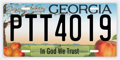 GA license plate PTT4019