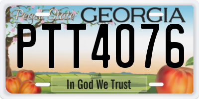 GA license plate PTT4076