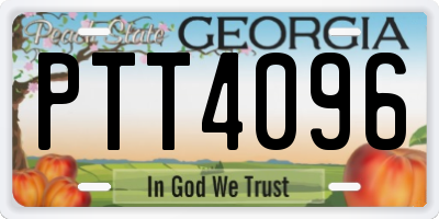 GA license plate PTT4096