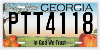 GA license plate PTT4118
