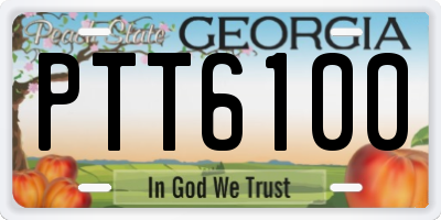 GA license plate PTT6100