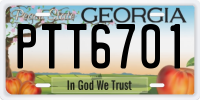 GA license plate PTT6701