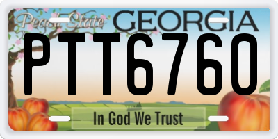 GA license plate PTT6760