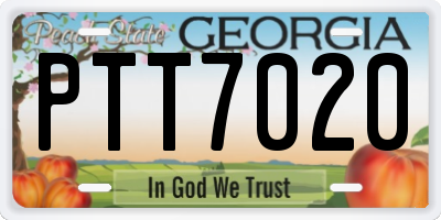 GA license plate PTT7020
