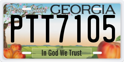 GA license plate PTT7105