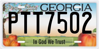 GA license plate PTT7502