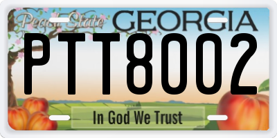 GA license plate PTT8002