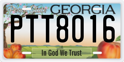 GA license plate PTT8016