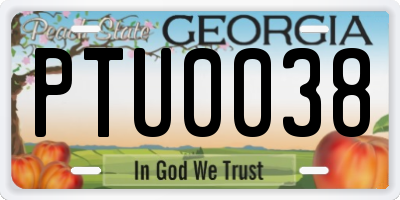 GA license plate PTU0038