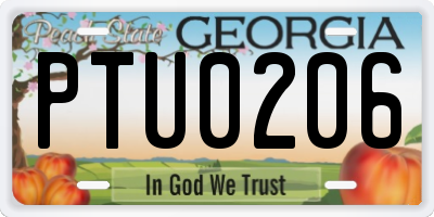 GA license plate PTU0206