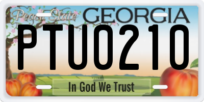 GA license plate PTU0210