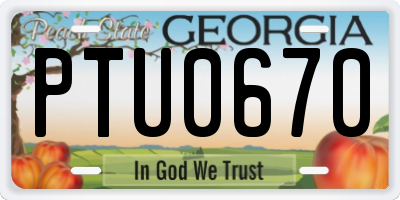 GA license plate PTU0670