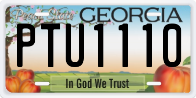 GA license plate PTU1110