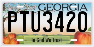 GA license plate PTU3420