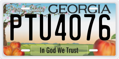 GA license plate PTU4076