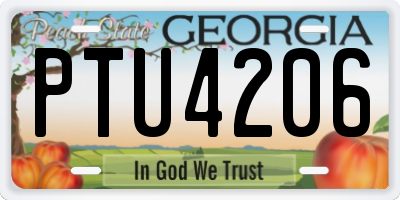 GA license plate PTU4206