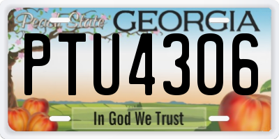GA license plate PTU4306