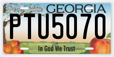 GA license plate PTU5070