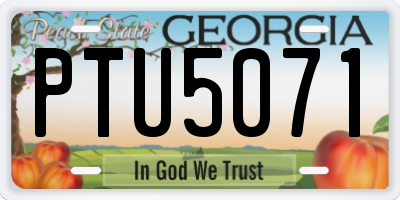 GA license plate PTU5071