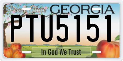 GA license plate PTU5151