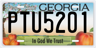 GA license plate PTU5201