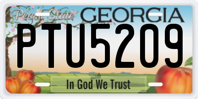 GA license plate PTU5209