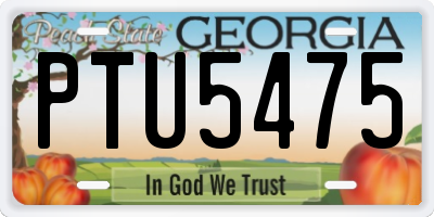 GA license plate PTU5475