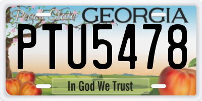GA license plate PTU5478