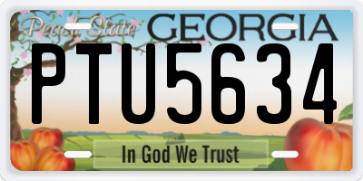 GA license plate PTU5634