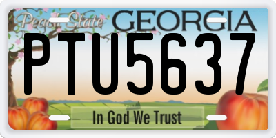 GA license plate PTU5637