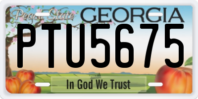 GA license plate PTU5675