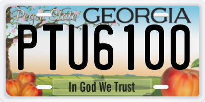 GA license plate PTU6100