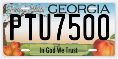 GA license plate PTU7500