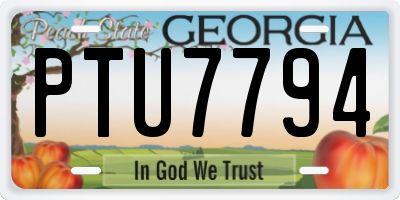 GA license plate PTU7794