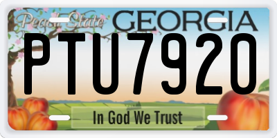 GA license plate PTU7920